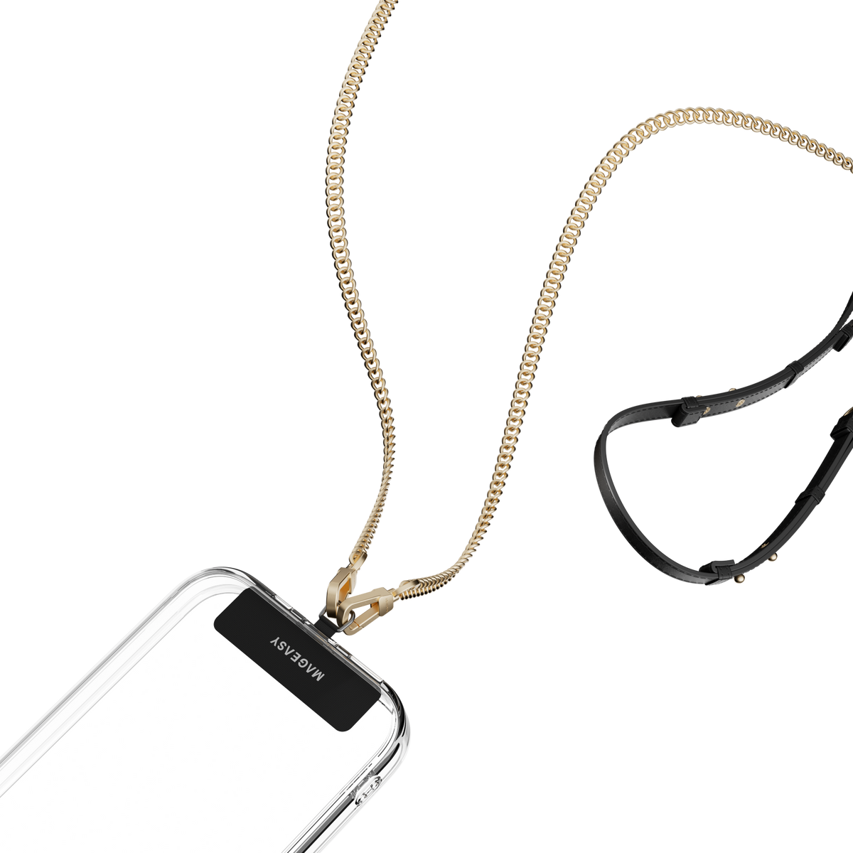 SwitchEasy MagEasy Leather Chain Strap Modern & Strap Card - Μεταλλικό Αποσπώμενο Λουράκι Λαιμού για Θήκες Κινητών iPhone - B