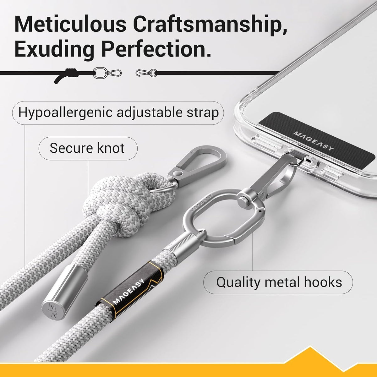 SwitchEasy MagEasy Rope Strap & Strap Card 8.3mm - Αποσπώμενο Λουράκι Λαιμού για Θήκες Κινητών iPhone - Gray (MPHIPH188GR23)