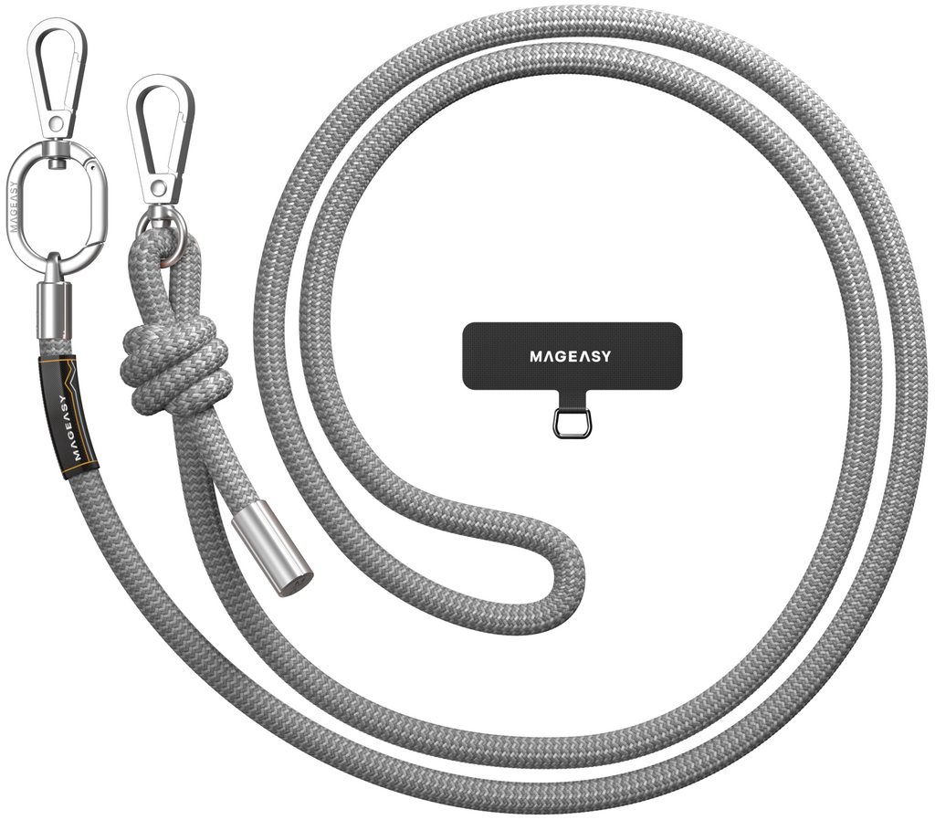 SwitchEasy MagEasy Rope Strap & Strap Card 8.3mm - Αποσπώμενο Λουράκι Λαιμού για Θήκες Κινητών iPhone - Gray (MPHIPH188GR23)