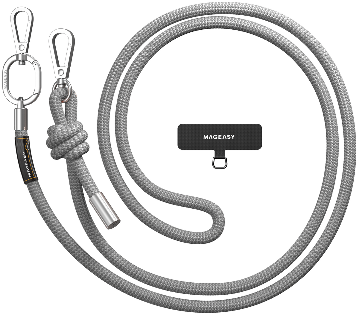 SwitchEasy MagEasy Rope Strap & Strap Card 8.3mm - Αποσπώμενο Λουράκι Λαιμού για Θήκες Κινητών iPhone - Gray (MPHIPH188GR23)