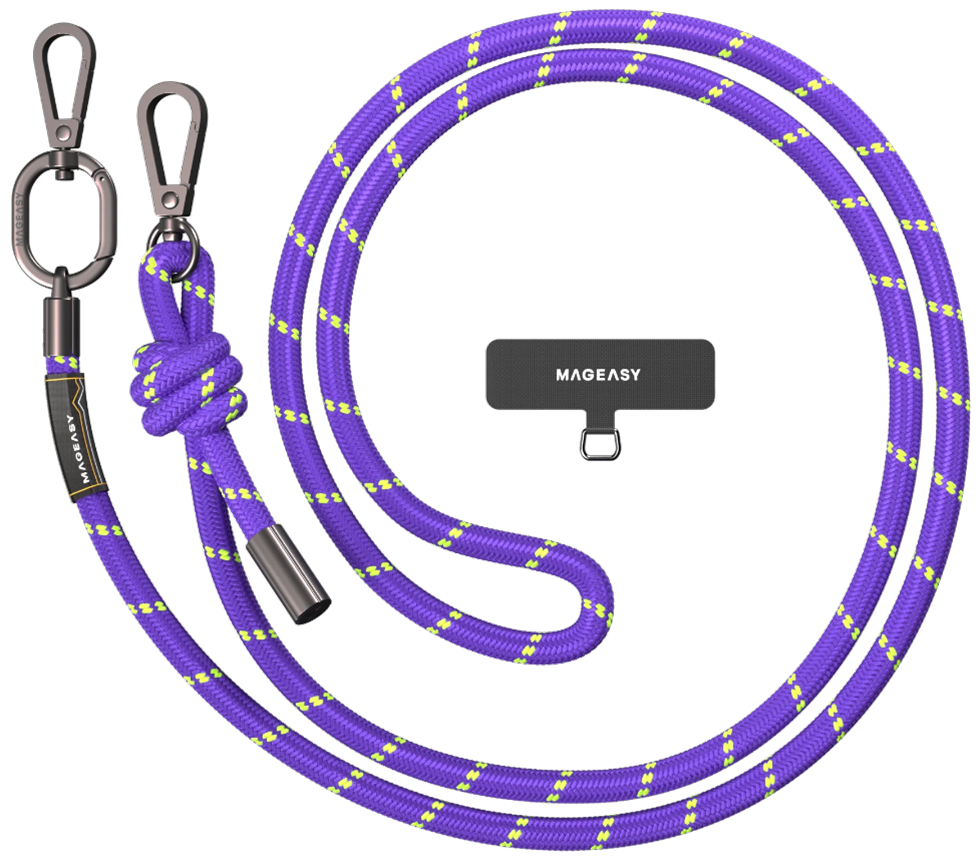 SwitchEasy MagEasy Rope Strap & Strap Card 8.3mm - Αποσπώμενο Λουράκι Λαιμού για Θήκες Κινητών iPhone - Purple / Green (MPHIP