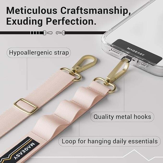 SwitchEasy MagEasy Sling Strap & Strap Card 20mm - Αποσπώμενο Λουράκι Λαιμού για Θήκες Κινητών iPhone - Blossom Pink (MPHIPH1