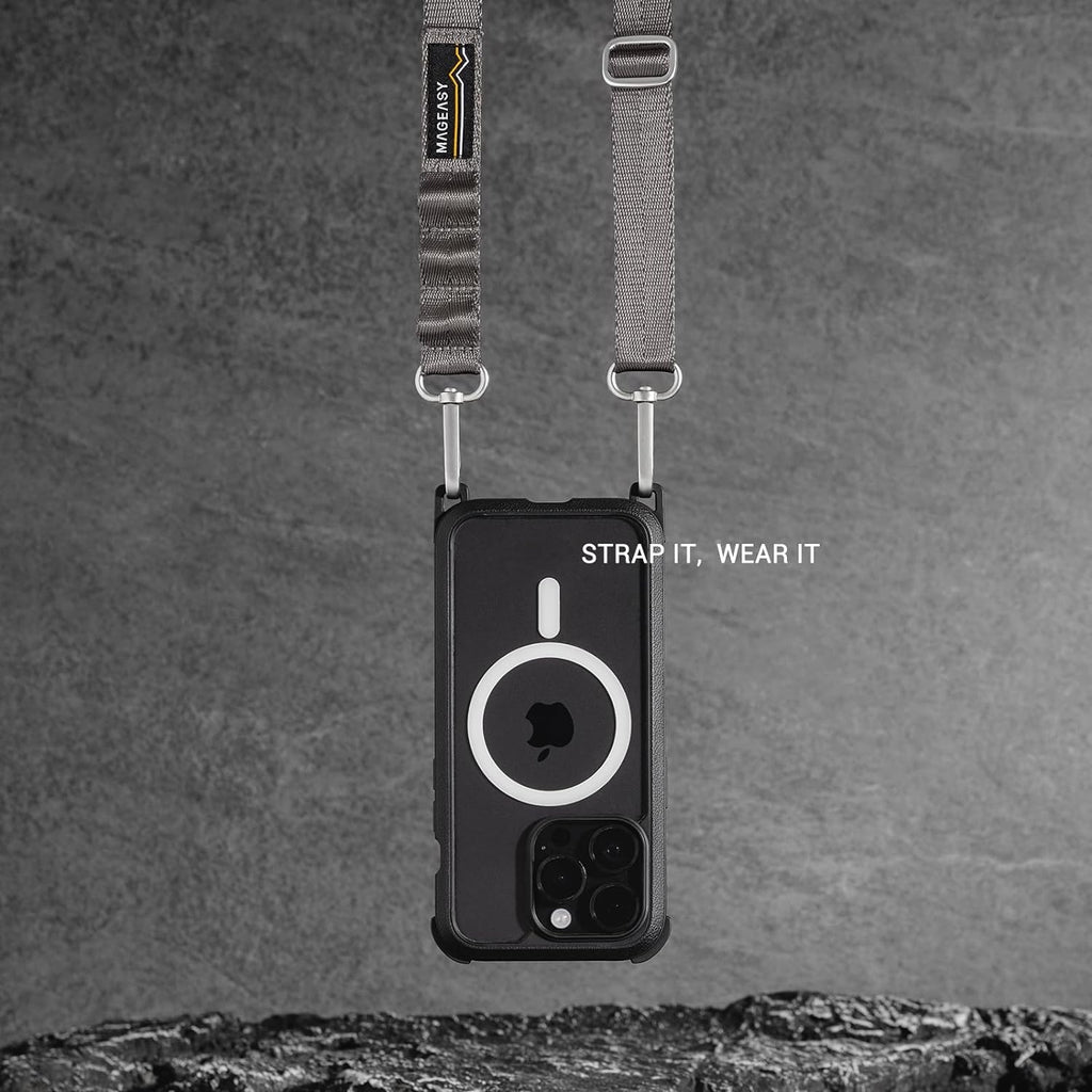 SwitchEasy MagEasy Sling Strap & Strap Card 20mm - Αποσπώμενο Λουράκι Λαιμού για Θήκες Κινητών iPhone - Concrete Gray (MPHIPH