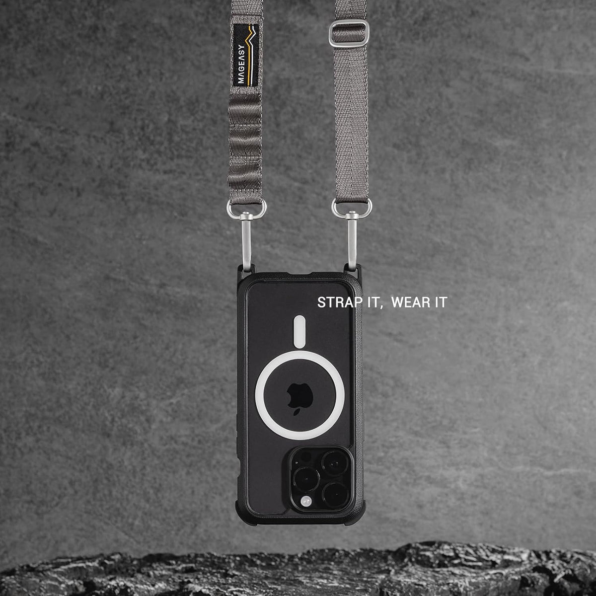 SwitchEasy MagEasy Sling Strap & Strap Card 20mm - Αποσπώμενο Λουράκι Λαιμού για Θήκες Κινητών iPhone - Concrete Gray (MPHIPH