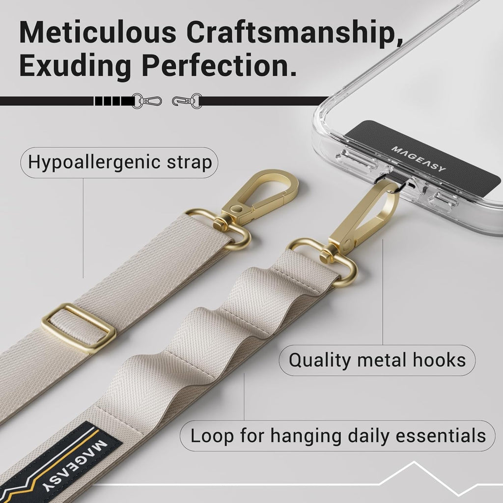 SwitchEasy MagEasy Sling Strap & Strap Card 20mm - Αποσπώμενο Λουράκι Λαιμού για Θήκες Κινητών iPhone - Starlight (MPHIPH143S