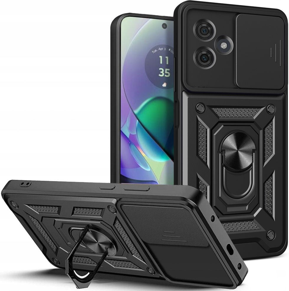 Techsuit CamShield - Ανθεκτική Θήκη με Κάλυμμα για την Κάμερα & Μεταλλικό Ring Holder - Motorola Moto G54 - Black (5949419070