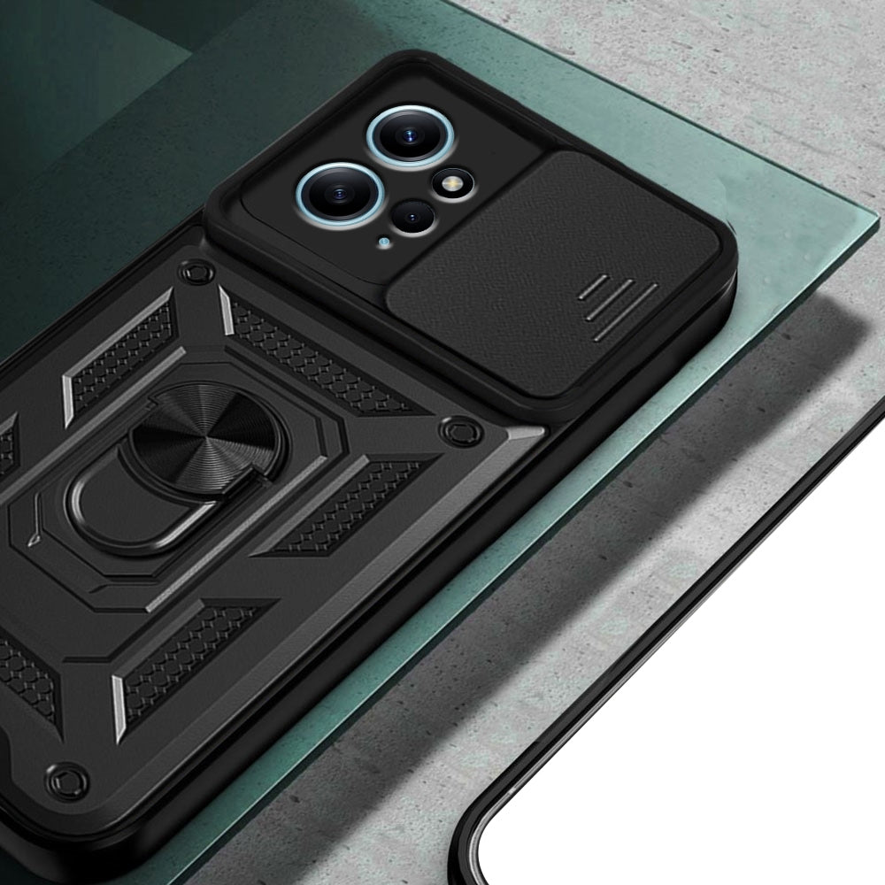 Techsuit CamShield - Ανθεκτική Θήκη με Κάλυμμα για την Κάμερα & Μεταλλικό Ring Holder - Xiaomi Redmi Note 12 4G - Black (5949