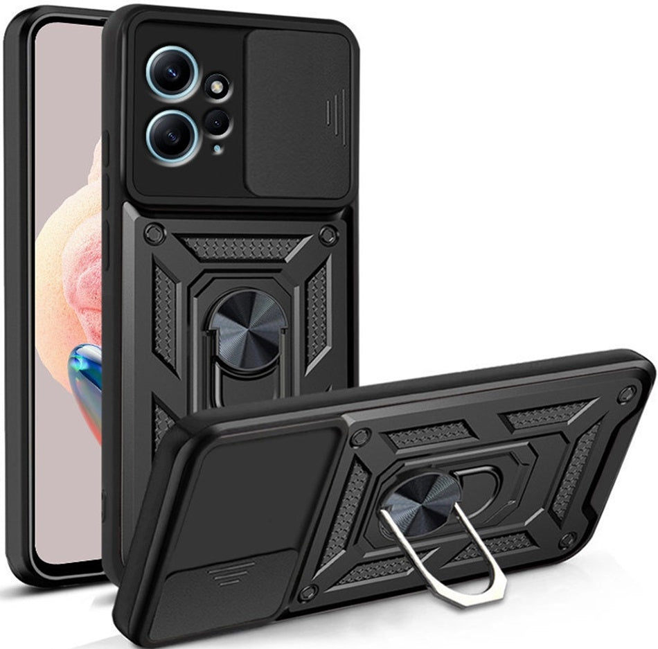 Techsuit CamShield - Ανθεκτική Θήκη με Κάλυμμα για την Κάμερα & Μεταλλικό Ring Holder - Xiaomi Redmi Note 12 4G - Black (5949