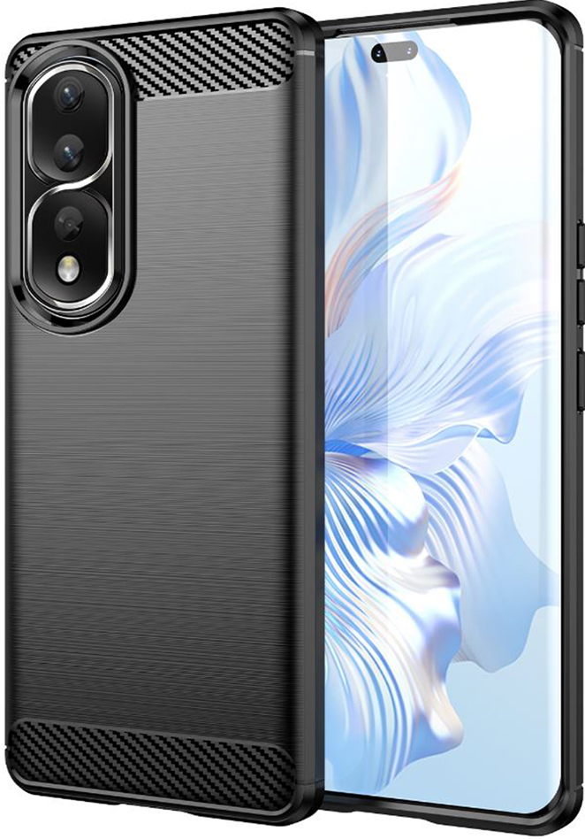 Techsuit Carbon Silicone - Θήκη Σιλικόνης Honor 90 Pro / 80 Pro - Black (5949419063921)