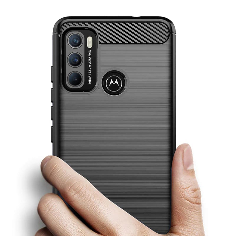 Techsuit Carbon Silicone - Θήκη Σιλικόνης Motorola Moto G60 - Black (5949419031401)