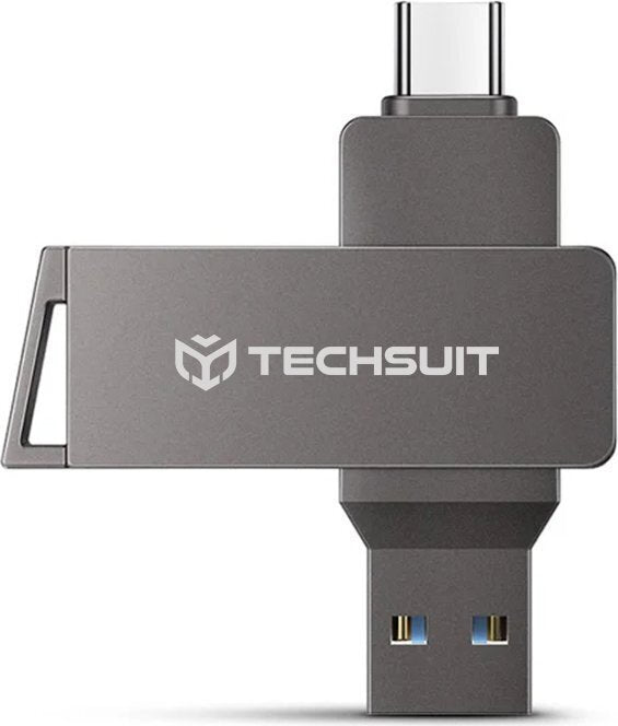 Techsuit THSM20 Dual USB-A 3.0 / USB-C Flash Drive 64GB Γκρι