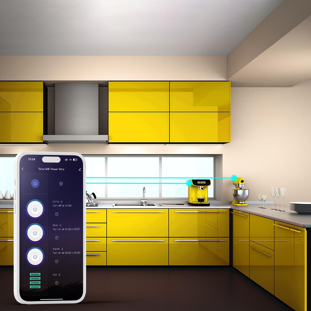 Tellur Wi-Fi Smart Power Strip - Wi-Fi Πολύπριζο με 3 x Υποδοχές Schuko 2500W με Διακόπτη & Καλώδιο 200cm - 3 x USB-A / 1 x T