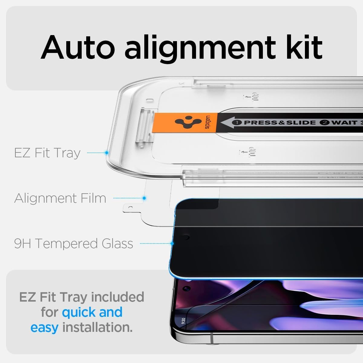 Tempered Glass Google Pixel 10 / 10 Pro / 9 / 9 Pro Spigen GLAS.tR EZ Fit Privacy Αντιχαρακτικό Γυαλί Προστασίας Απορρήτου Οθ
