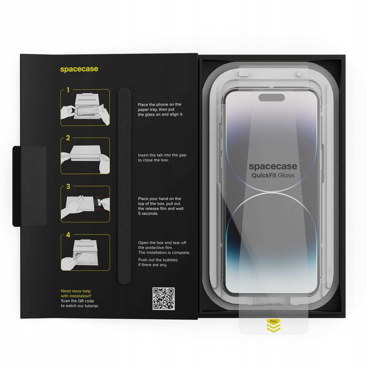 Tempered Glass iPhone 14 Pro Max Spacecase QuickFit Glass Αντιχαρακτικό Γυαλί Προστασίας Οθόνης με Απλικατέρ QuickFit 2 Τεμάχ