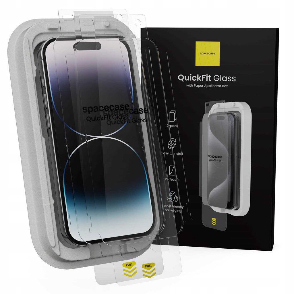 Tempered Glass iPhone 14 Pro Spacecase QuickFit Glass Αντιχαρακτικό Γυαλί Προστασίας Οθόνης με Απλικατέρ QuickFit 2 Τεμάχια -