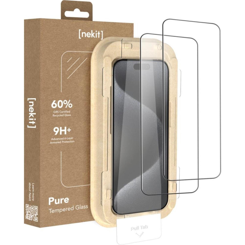Tempered Glass iPhone 15 Pro Max Nekit Pure Premium Ανθεκτικό 9Η+ Full Face Αντιχαρακτικό Γυαλί Προστασίας Οθόνης με Απλικατέ
