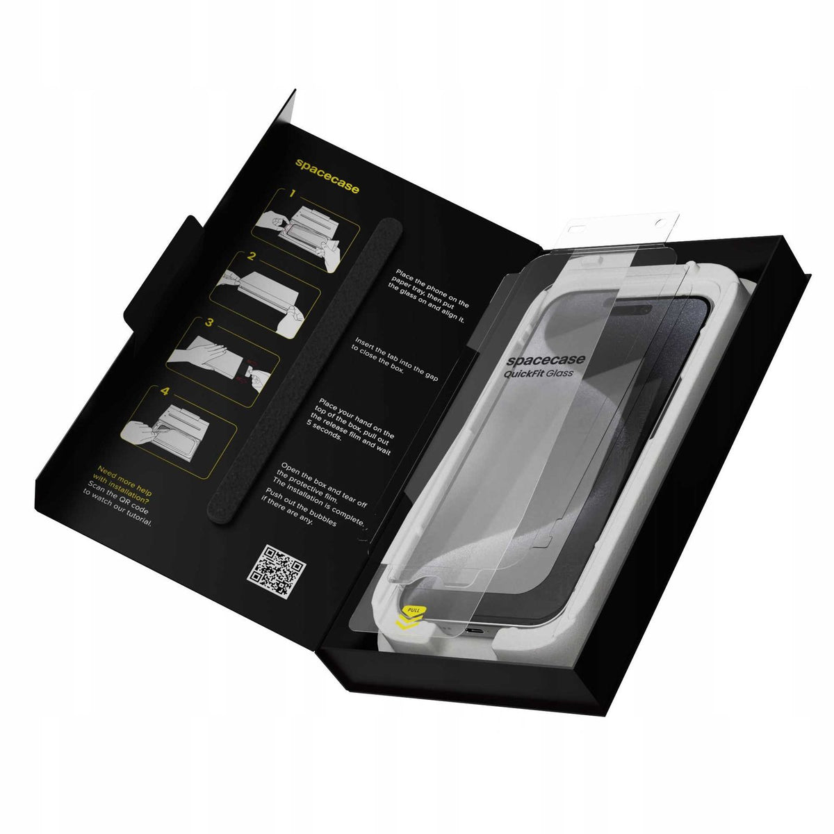 Tempered Glass iPhone 15 Pro Max Spacecase QuickFit Glass Αντιχαρακτικό Γυαλί Προστασίας Οθόνης με Απλικατέρ QuickFit 2 Τεμάχ