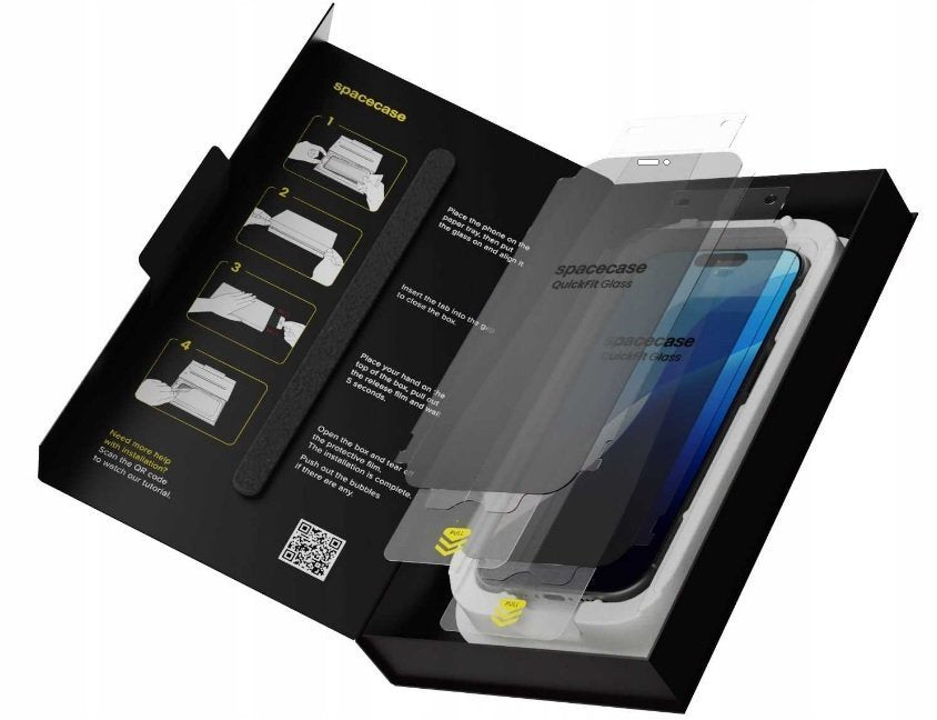 Tempered Glass iPhone 15 Pro Max Spacecase QuickFit Privacy Glass Αντιχαρακτικό Γυαλί Προστασίας Απορρήτου Οθόνης με Απλικατέ