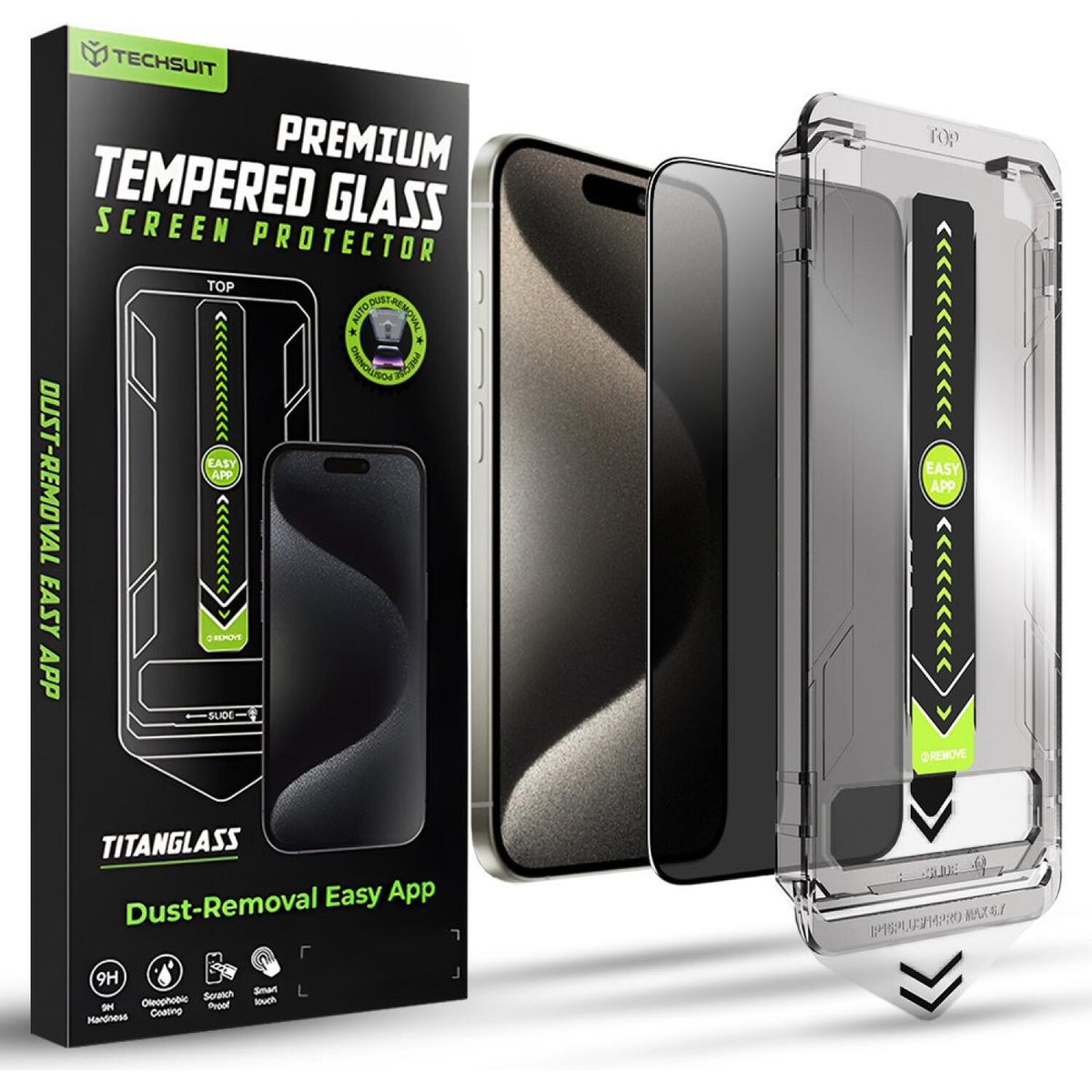Tempered Glass iPhone 15 Pro Max Techsuit Privacy TitanGlass Full Cover Full Face Αντιχαρακτικό Γυαλί Προστασίας Απορρήτου Οθ