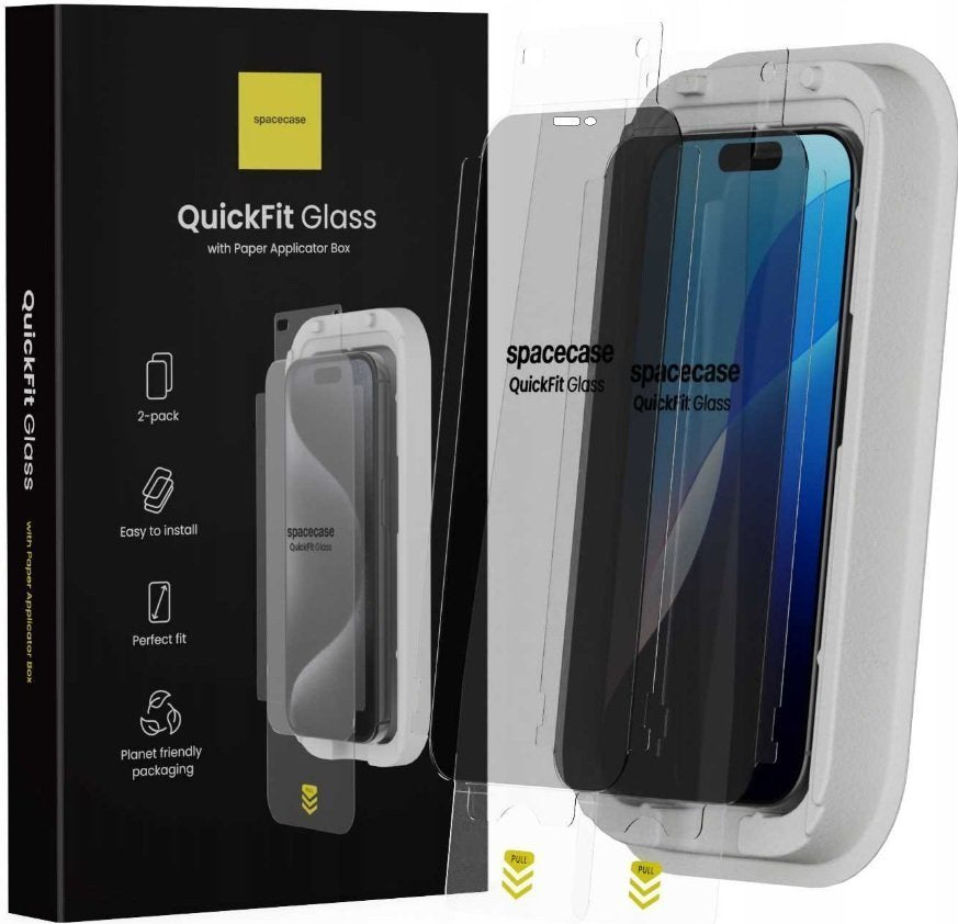 Tempered Glass iPhone 15 Pro Spacecase QuickFit Privacy Glass Αντιχαρακτικό Γυαλί Προστασίας Απορρήτου Οθόνης με Απλικατέρ Qu