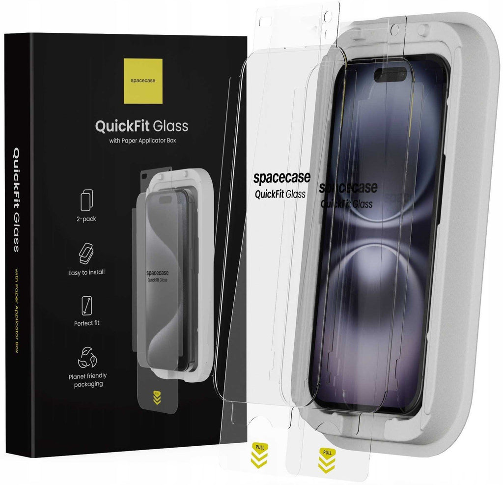 Tempered Glass iPhone 16 / 15 Spacecase QuickFit Glass Αντιχαρακτικό Γυαλί Προστασίας Οθόνης με Απλικατέρ QuickFit 2 Τεμάχια 