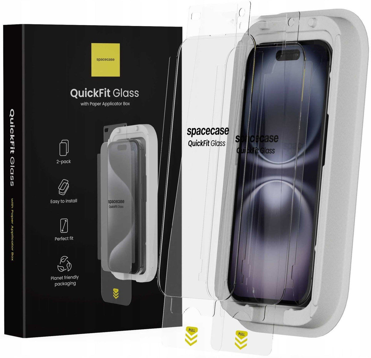Tempered Glass iPhone 16 / 15 Spacecase QuickFit Glass Αντιχαρακτικό Γυαλί Προστασίας Οθόνης με Απλικατέρ QuickFit 2 Τεμάχια 