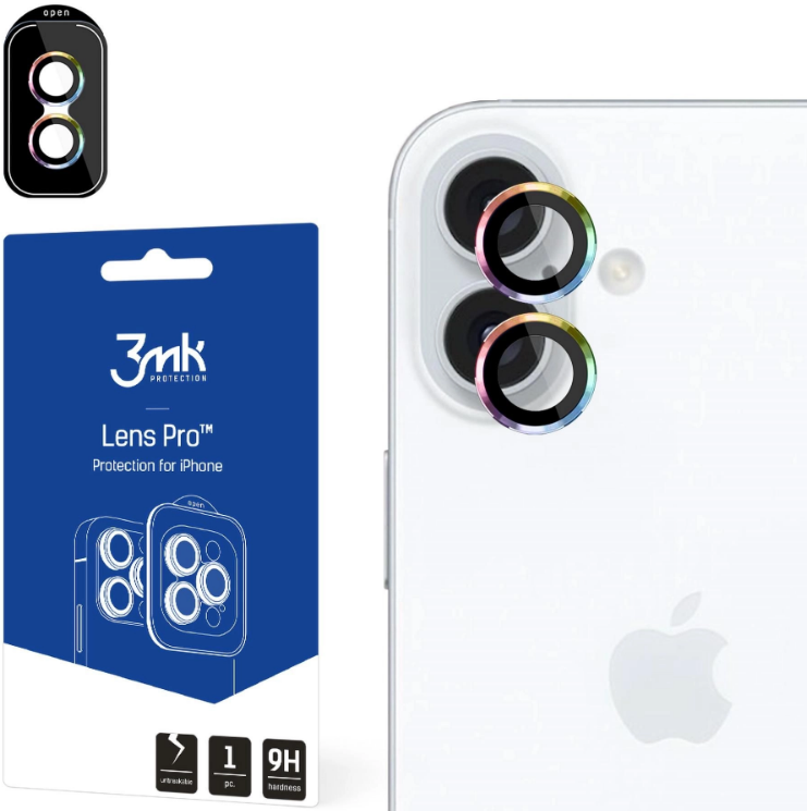Tempered Glass iPhone 16 / 16 Plus 3MK Lens Protection Pro Αντιχαρακτικό Γυαλί Προστασίας για Φακό Κάμερας - Rainbow (5903108
