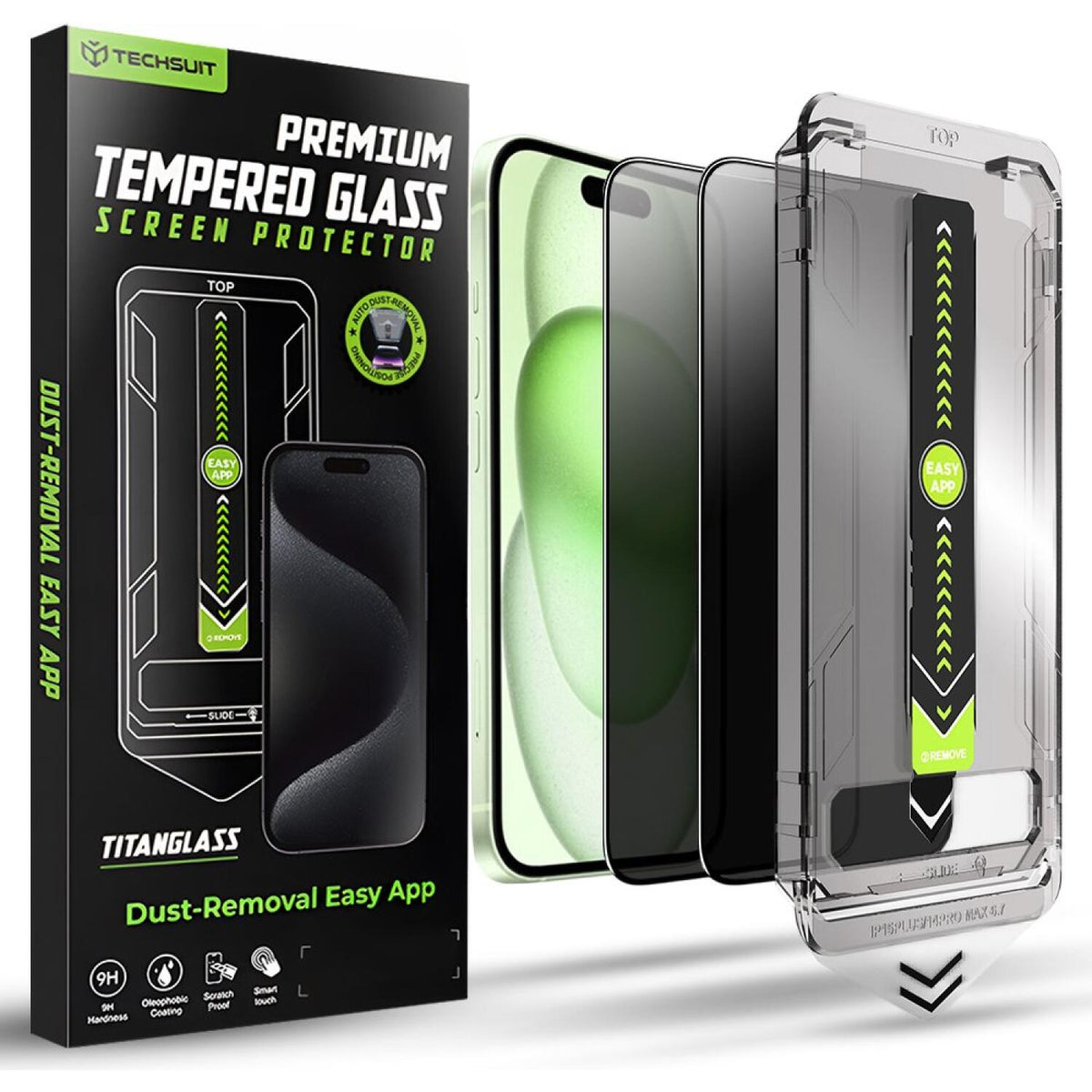 Tempered Glass iPhone 16 Plus / 15 Plus Techsuit Privacy TitanGlass Full Cover Full Face Αντιχαρακτικό Γυαλί Προστασίας Απορρ