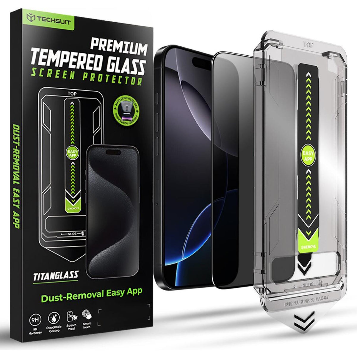 Tempered Glass iPhone 16 Pro Max Techsuit Privacy TitanGlass Full Cover Full Face Αντιχαρακτικό Γυαλί Προστασίας Απορρήτου Οθ