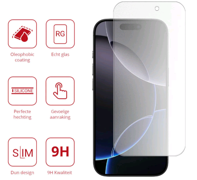 Tempered Glass iPhone 16 Pro Rosso Matte Glass Ματ Αντιχαρακτικό Γυαλί Προστασίας Οθόνης - Clear (8719246461040)
