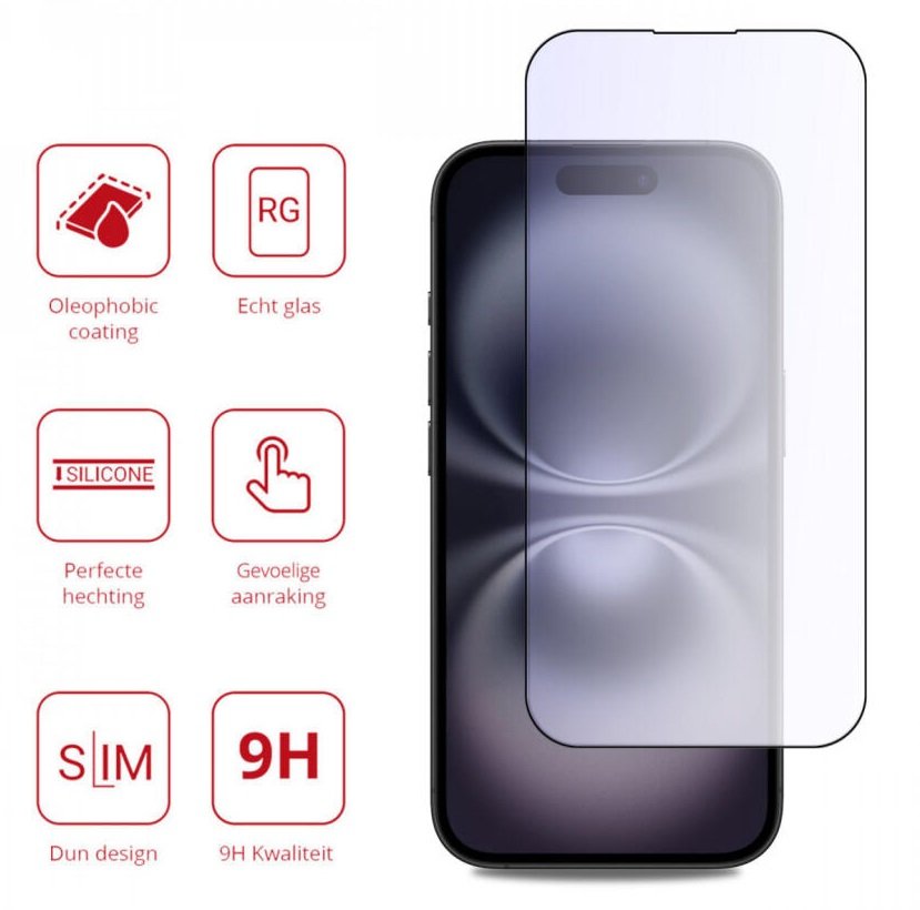 Tempered Glass iPhone 16 Rosso Anti-Blue Light FullFace Αντιχαρακτικό Γυαλί Προστασίας Οθόνης - Black (8719246460982)