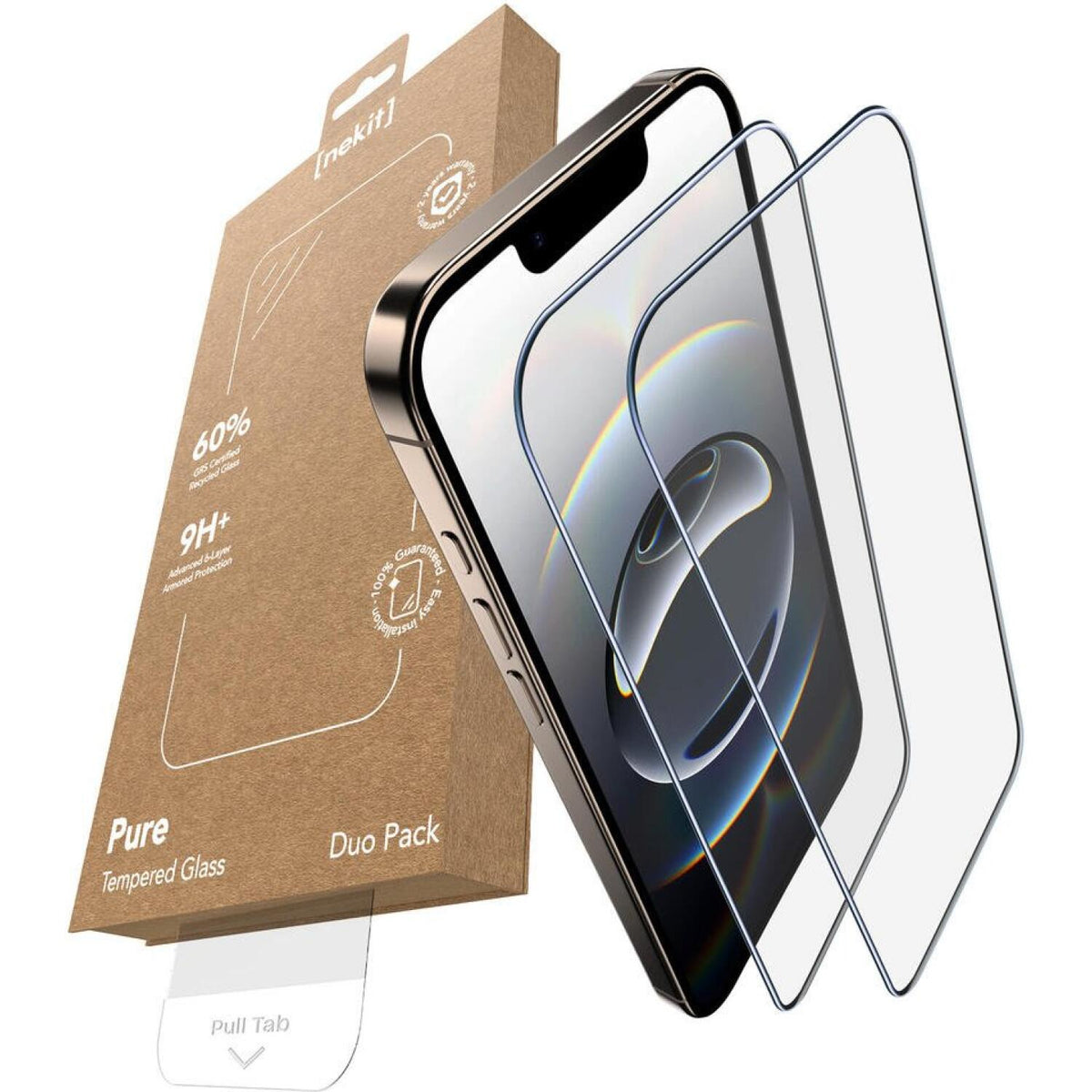 Tempered Glass iPhone 17e / 16e / 14 / 13 / 13 Pro Nekit Pure Premium Ανθεκτικό 9Η+ Full Face Αντιχαρακτικό Γυαλί Προστασίας 
