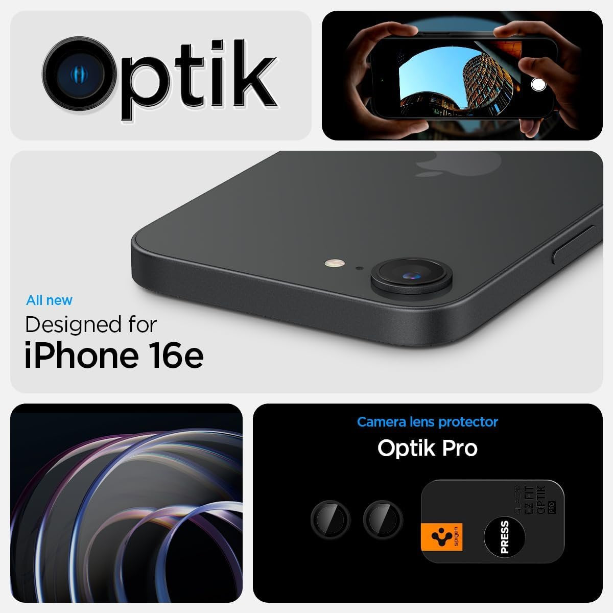 Tempered Glass iPhone 17e / 16e Spigen GLAS.tR EZ Fit OPTIK Pro Camera Lens Protector Αντιχαρακτικό Γυαλί Προστασίας για Φακό