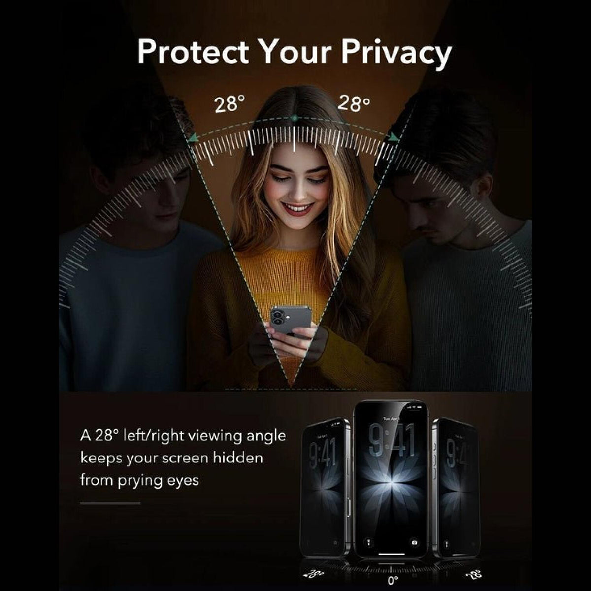 Tempered Glass iPhone 17 / 16 Pro ESR UltraFit Armorite Pro Corning Gorilla Glass Privacy Full Face Αντιχαρακτικό Γυαλί Προστ