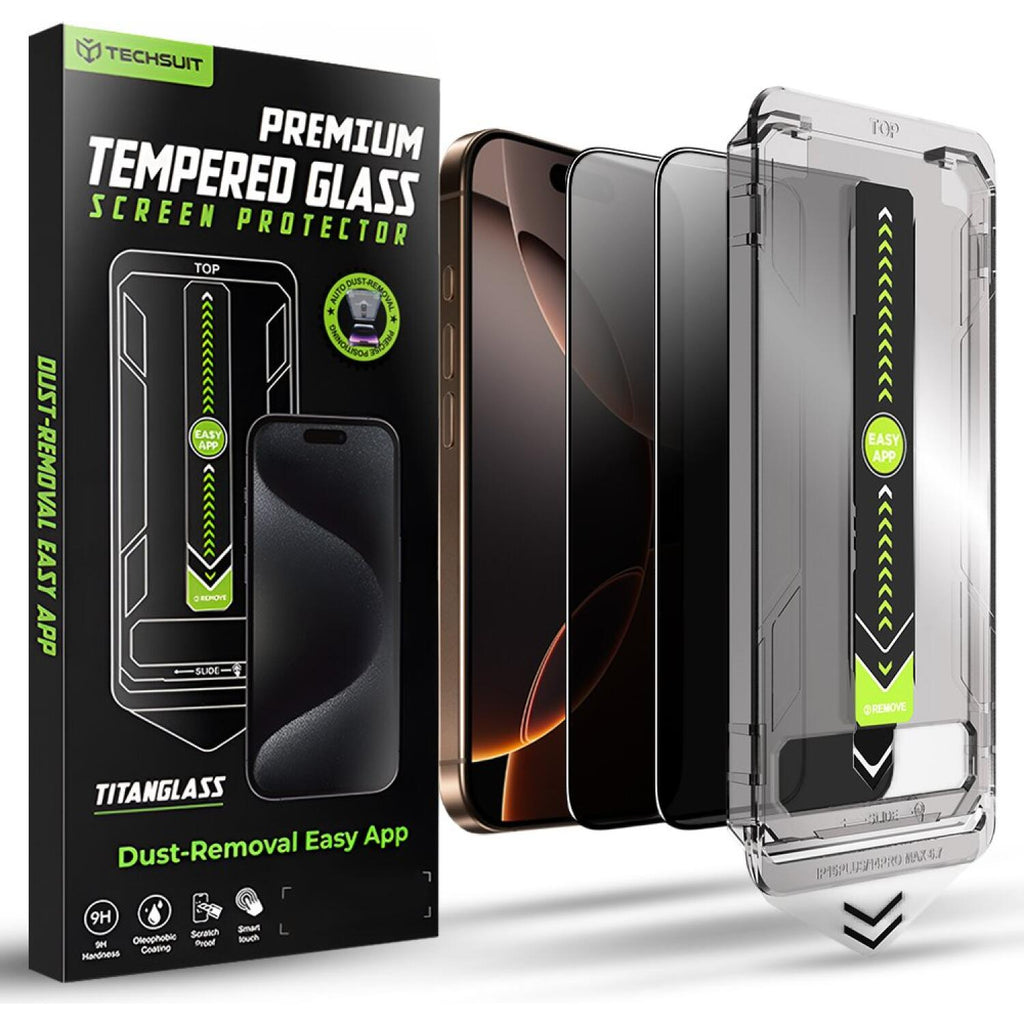 Tempered Glass iPhone 17 / 16 Pro Techsuit Privacy TitanGlass Full Cover Full Face Αντιχαρακτικό Γυαλί Προστασίας Απορρήτου Ο
