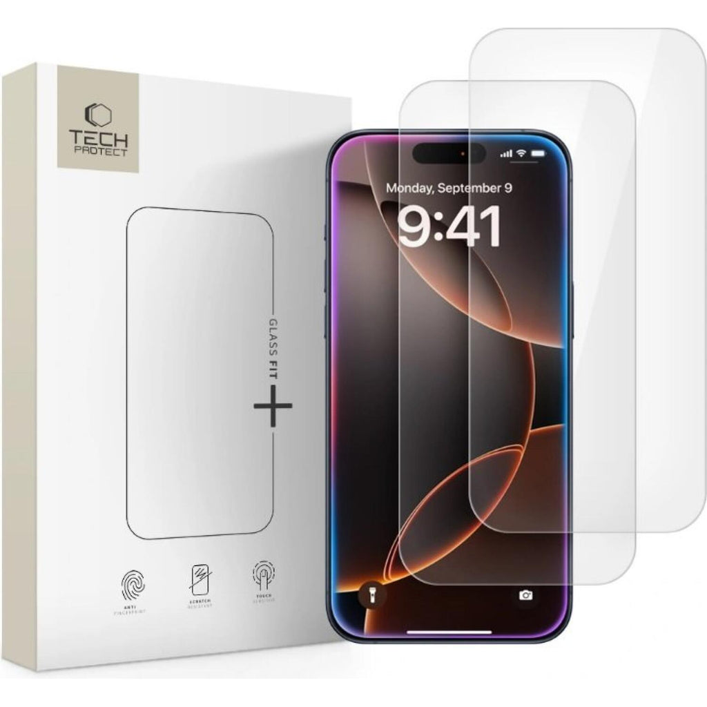 Tempered Glass iPhone 17 / 17 Prο / 16 Pro Tech-Protect Glass Fit+ Αντιχαρακτικό Γυαλί Προστασίας Οθόνης 2 Τεμάχια - Clear (5