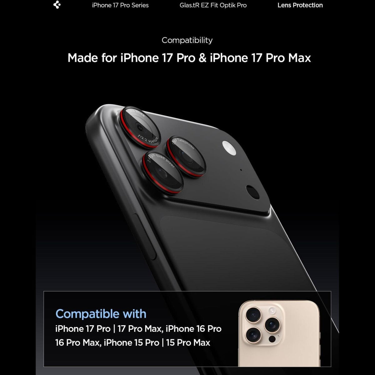 Tempered Glass iPhone 17 Pro / 17 Pro Max / 16 Pro / 16 Pro Max / 15 Pro / 15 Pro Max / 14 Pro / 14 Pro Max Spigen GLAS.tR EZ