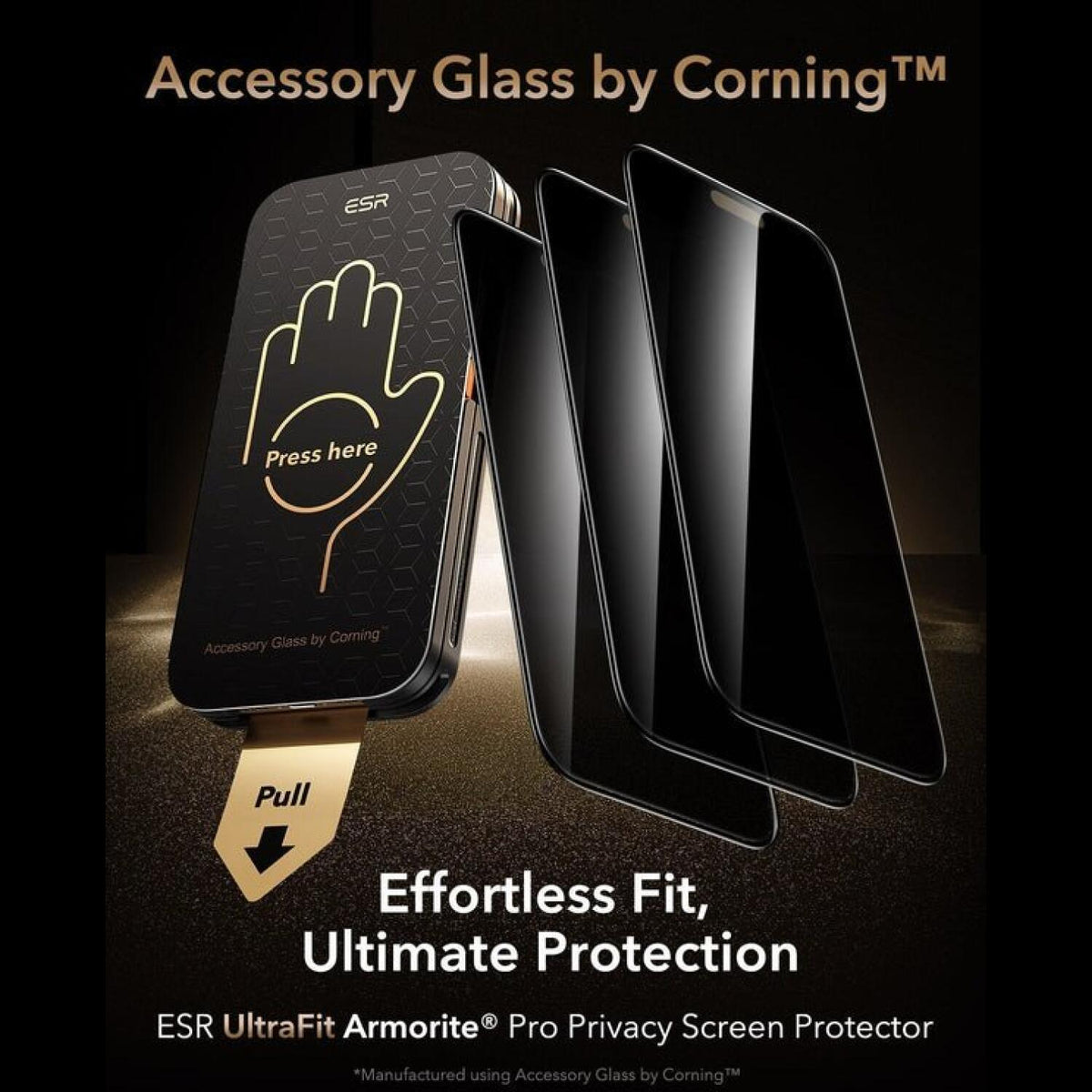 Tempered Glass iPhone 17 Pro ESR UltraFit Armorite Pro Corning Gorilla Glass Privacy Full Face Αντιχαρακτικό Γυαλί Προστασίας