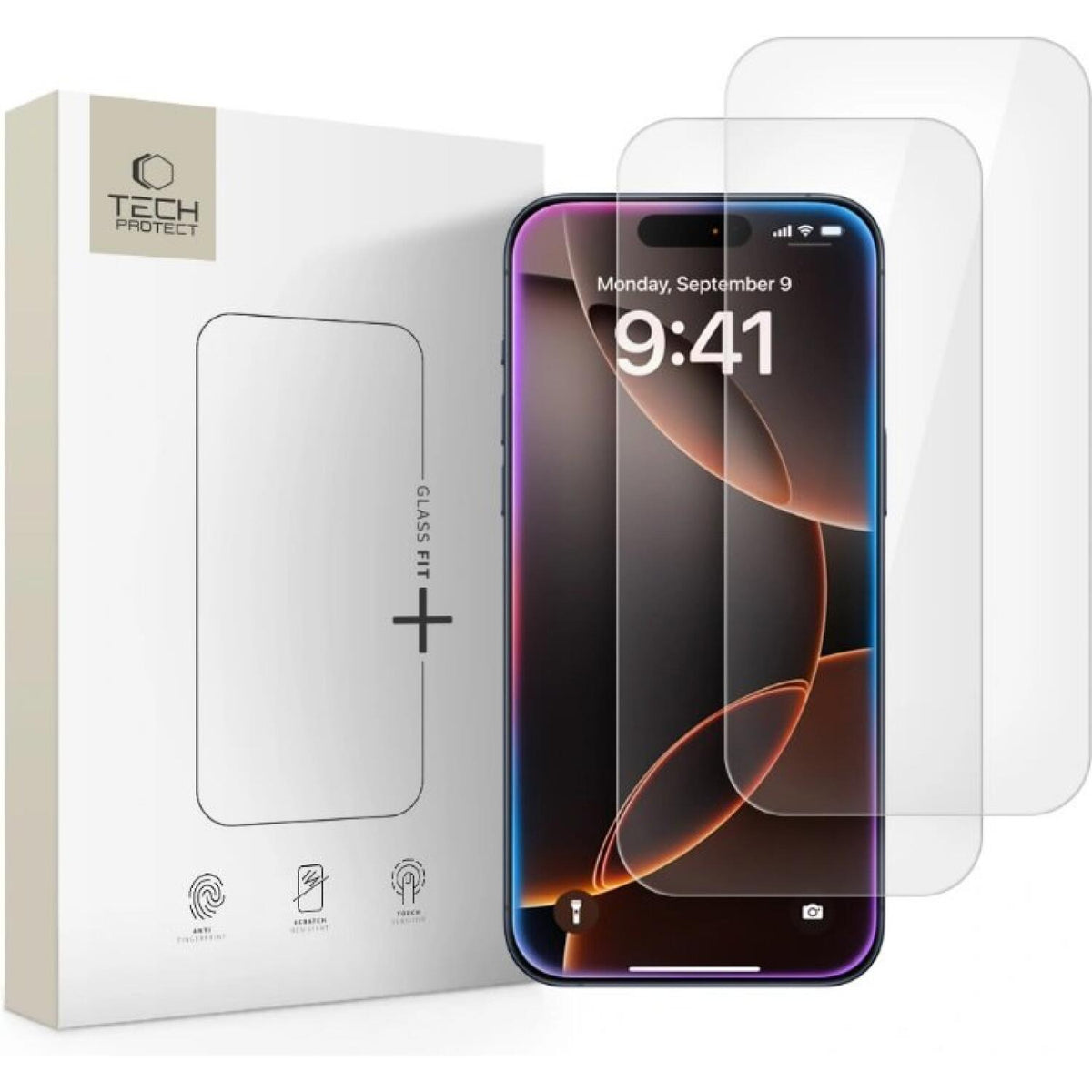 Tempered Glass iPhone 17 Pro Max / 16 Pro Max Tech-Protect Glass Fit+ Αντιχαρακτικό Γυαλί Προστασίας Οθόνης 2 Τεμάχια - Clear