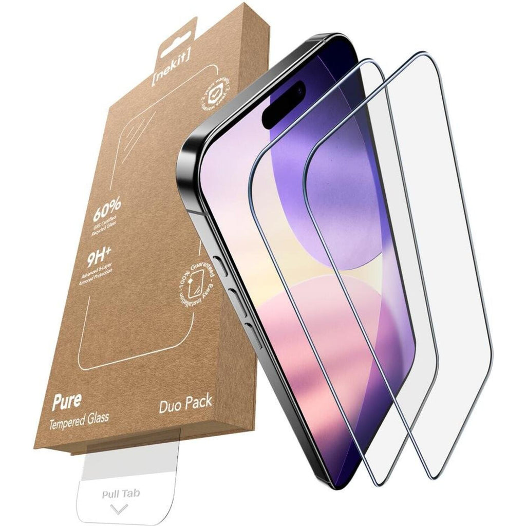 Tempered Glass iPhone 17 Pro Nekit Pure Premium Ανθεκτικό 9Η+ Full Face Αντιχαρακτικό Γυαλί Προστασίας Οθόνης με Απλικατέρ 2 