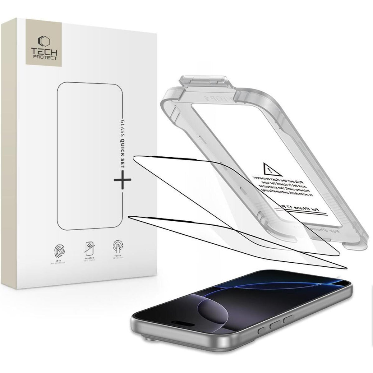 Tempered Glass iPhone 17 Prο Tech-Protect Quick Set+ Full Face Αντιχαρακτικό Γυαλί Προστασίας Οθόνης 2 Τεμάχια - Black (59063