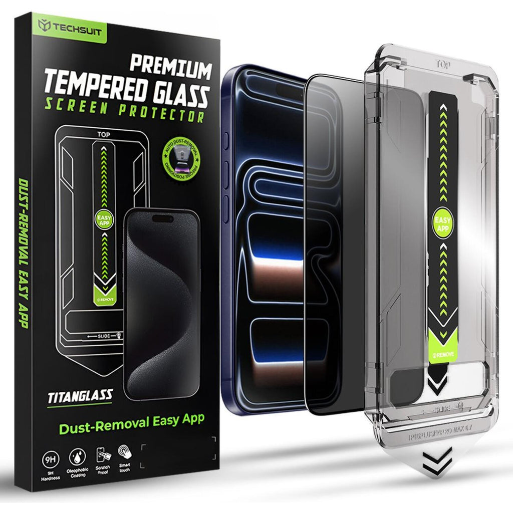 Tempered Glass iPhone 17 Pro Techsuit Privacy TitanGlass Full Cover Full Face Αντιχαρακτικό Γυαλί Προστασίας Απορρήτου Οθόνης