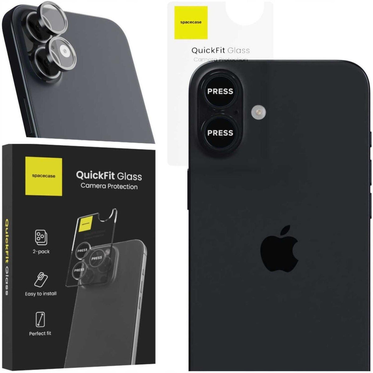 Tempered Glass iPhone 17 Spacecase QuickFit Camera Glass Αντιχαρακτικό Γυαλί Προστασίας για Φακό Κάμερας 2 Τεμάχια - Black (5