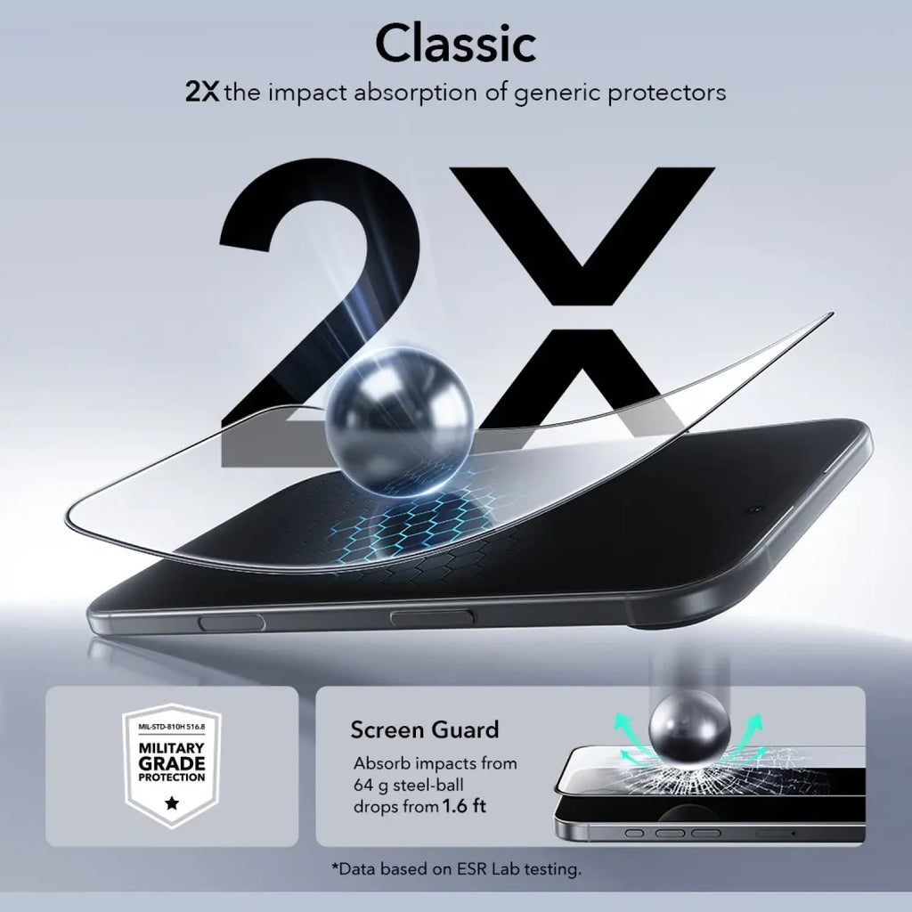Tempered Glass iPhone Air ESR UltraFit Classic Full Face Αντιχαρακτικό Γυαλί Προστασίας Οθόνης 2 Τεμάχια - Black (48942402877
