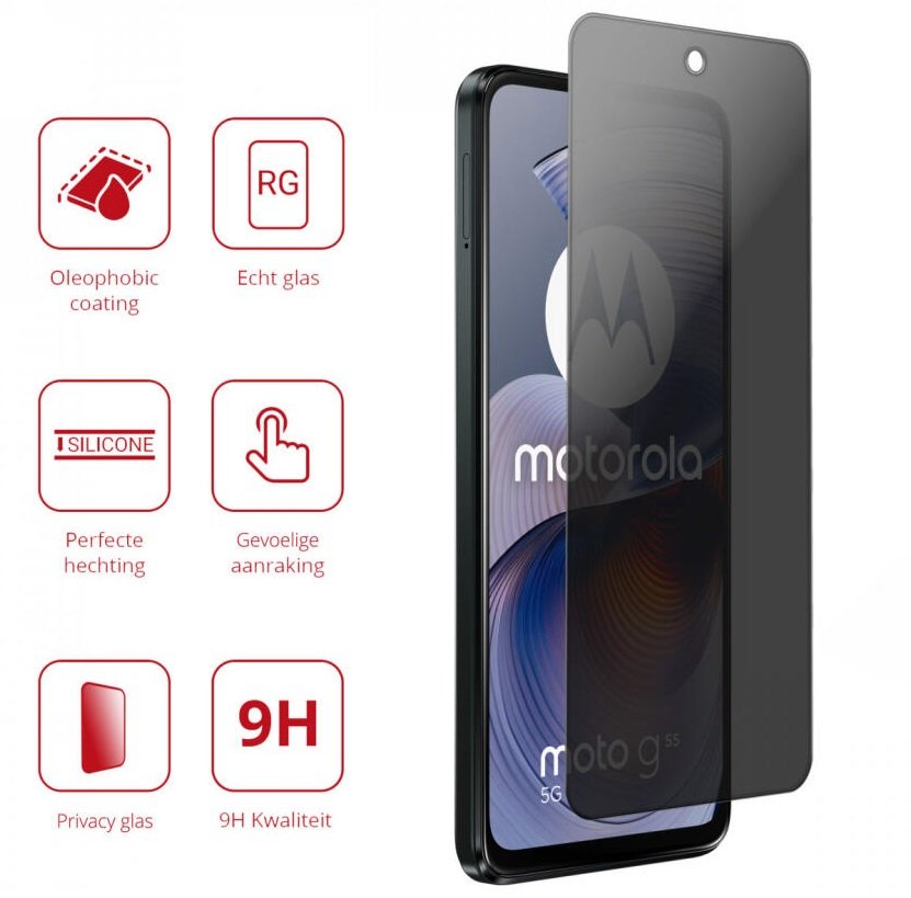 Tempered Glass Motorola Moto G55 Rosso Privacy Αντιχαρακτικό Γυαλί Προστασίας Απορρήτου Οθόνης (8719246467523)