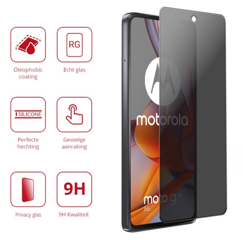 Tempered Glass Motorola Moto G75 Rosso Privacy Αντιχαρακτικό Γυαλί Προστασίας Απορρήτου Οθόνης (8719246467554)