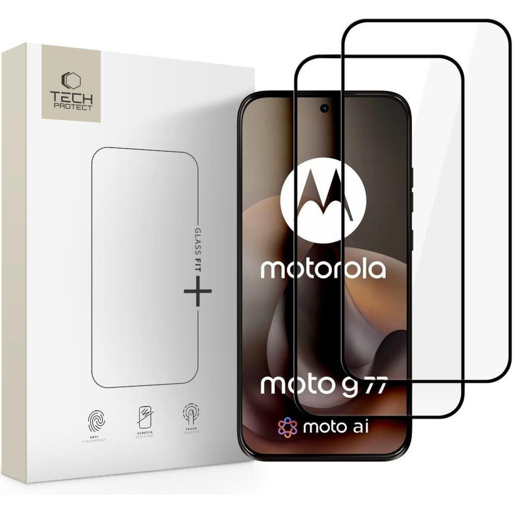 Tempered Glass Motorola Moto G87 / G77 / G67 Tech-Protect Glass Fit+ Full Face Αντιχαρακτικό Γυαλί Προστασίας Οθόνης 2 Τεμάχι