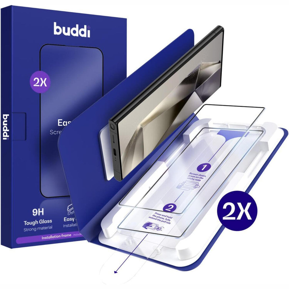 Tempered Glass Samsung Galaxy S24 Ultra Buddi Easy Fit Full Face Αντιχαρακτικό Γυαλί Προστασίας Οθόνης 2 Τεμάχια - Black (871