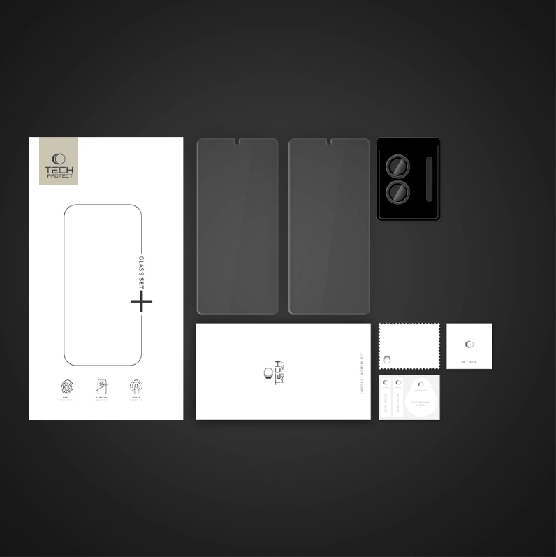 Tempered Glass Samsung Galaxy S25 Edge Tech-Protect Glass Set+ με 2 x Αντιχαρακτικά Γυαλιά Προστασίας Οθόνης και 1 x Κάμερας 