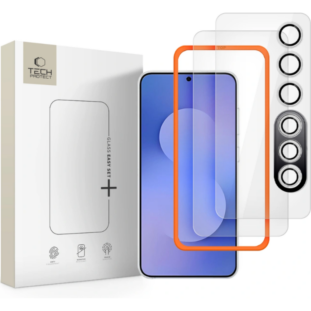 Tempered Glass Samsung Galaxy S25 FE Tech-Protect Easy Set+ με 2 x Αντιχαρακτικά Γυαλιά Προστασίας Οθόνης & 1 x για Φακό Κάμε